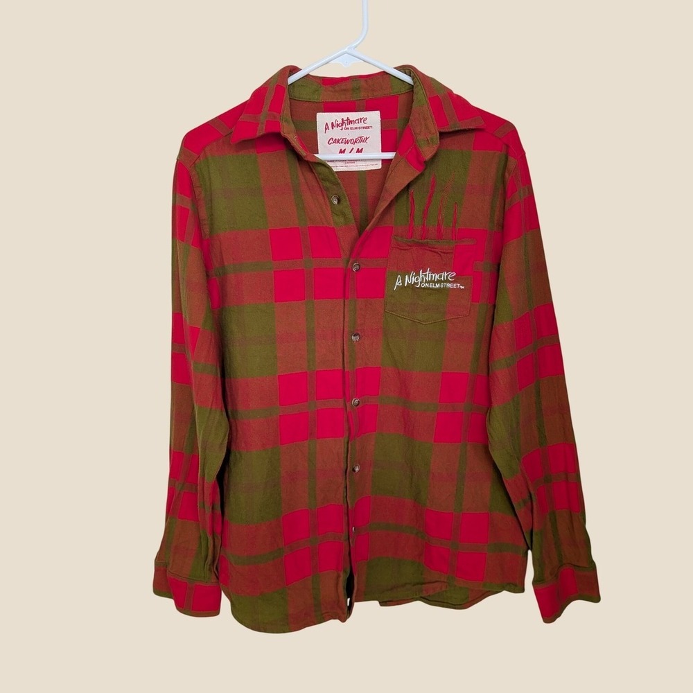 Cakeworthy A Nightmare on Elm Street Freddy Krueger Plaid Flannel Shirt Mens M